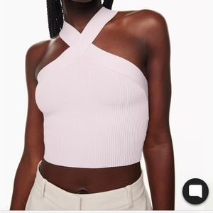 Aritzia Babaton Sculpt Knit Criss Cross Tank in Lyrical Lilac